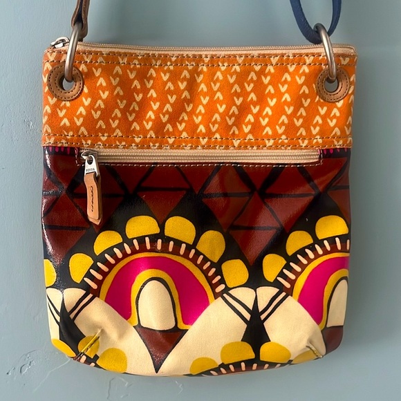 Fossil Handbags - 🌼 Fossil Key-Per Orange Coated Canvas Crossbody Shoulder Bag